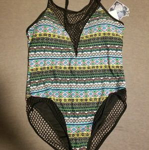 Low cut one piece bathing suit